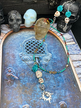 Load image into Gallery viewer, Frida Kahlo Inspired Glass Beaded Necklace, Vibrant Mexican Colors Adjustable Choker, Southwest Vibe Style Inspired Jewelry, Dia De Los Muertos Calaveras