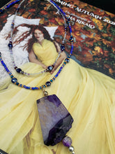 Load image into Gallery viewer, Vibrant Purple Large Agate Natural Stone Pendant In Choker Style Necklace, Hippie Natural Stone Bead Necklace, Shabby Chic Bohemian Style