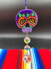 Load image into Gallery viewer, Nature Inspired Day of the Dead Mini Skull Suncatcher, Nature Inspired Skull Clay Art Home Decor