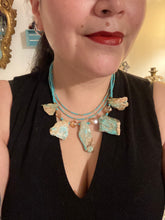 Load image into Gallery viewer, Southwestern Style Inspired Adjustable Beaded Necklace, Stone Chips In Turquoise Color And Cross Faceted Glass Beads