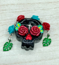 Load image into Gallery viewer, Day Of The Dead Skull Magnet, Dia De Los Muertos Calavera, Frida Khalo Inspired Skull Art