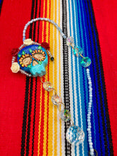 Load image into Gallery viewer, Frida Kahlo Inspired Day of the Dead Mini Skull Suncatcher, Nature Inspired Floral Skull Clay Art Home Decor, Mini Calavera