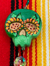 Load image into Gallery viewer, Nature Inspired Day of the Dead Mini Skull Suncatcher, Skull Clay Art Home Decor, Mini Calavera