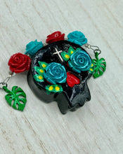 Load image into Gallery viewer, Day Of The Dead Skull Magnet, Dia De Los Muertos Calavera, Frida Khalo Inspired Skull Art