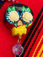Load image into Gallery viewer, Nature Inspired Day of the Dead Mini Skull Suncatcher, Nature Inspired Skull Clay Art Home Decor