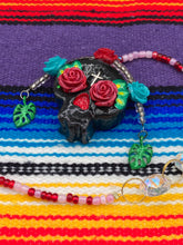 Load image into Gallery viewer, Frida Kahlo Inspired Day of the Dead Mini Skull Suncatcher, Nature Inspired Floral Skull Clay Art Home Decor