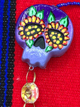 Load image into Gallery viewer, Nature Inspired Day of the Dead Mini Skull Suncatcher, Nature Inspired Skull Clay Art Home Decor