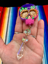 Load image into Gallery viewer, Nature Inspired Day of the Dead Mini Skull Suncatcher, Nature Inspired Skull Clay Art Home Decor
