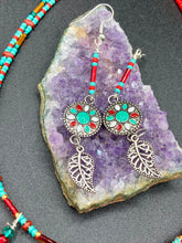 Load image into Gallery viewer, Southwest Inspired Colors Dangling Silver Feathers Glass Beads Adjustable Necklace, Vibrant Native Tribal Pattern Inspired Choker Style