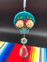 Load image into Gallery viewer, Nature Inspired Day of the Dead Mini Skull Suncatcher, Nature Inspired Skull Clay Art Home Decor