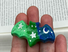 Load image into Gallery viewer, Starry Night Mini Bat Clay Art Magnet, Pastel Goth Art Work