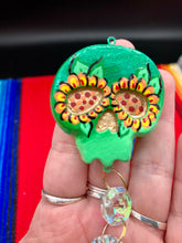 Load image into Gallery viewer, Nature Inspired Day of the Dead Mini Skull Suncatcher, Skull Clay Art Home Decor, Mini Calavera