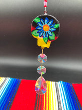 Load image into Gallery viewer, Nature Inspired Day of the Dead Mini Skull Suncatcher, Nature Inspired Skull Clay Art Home Decor