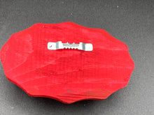 Load image into Gallery viewer, Starry Night Mini Bat Wall Art Decor. A perfect hanging art piece to add a pop of color to your wall, next to your display of crystals or witchy altar. Bat figurine is made of polymer clay, painted ombre colors from light to dark with white stars and crescent moon flying over the sun rise sky. Orange and red wood frame matches the light yellow, orange and red sky. Art come ready to hang with a sawtooth hangers on back. Measurements: H 3" x W 5” x D 1 1/2"