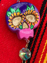 Load image into Gallery viewer, Nature Inspired Day of the Dead Mini Skull Suncatcher, Nature Inspired Skull Clay Art Home Decor