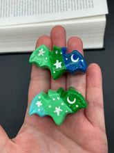 Load image into Gallery viewer, Starry Night Mini Bat Clay Art Magnet, Pastel Goth Art Work