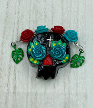 Load image into Gallery viewer, Day Of The Dead Skull Magnet, Dia De Los Muertos Calavera, Frida Khalo Inspired Skull Art