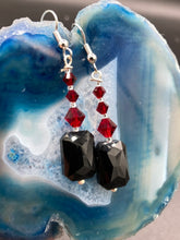 Load image into Gallery viewer, Dainty Black And Red Beaded Earrings, Shabby Chic, Boho Chic, Nature Inspired, Bohemian