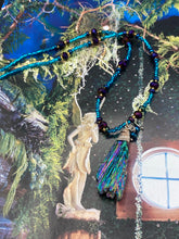 Load image into Gallery viewer, Rainbow Kyanite Wired Stone Pendant Glass Beads Necklace, Celestial Vibe Natural Stone, Hippie Choker Style Necklace, Shabby Chic, Boho Chic