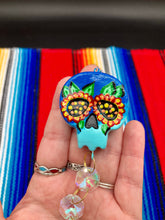 Load image into Gallery viewer, Nature Inspired Day of the Dead Mini Skull Suncatcher, Nature Inspired Skull Clay Art Home Decor