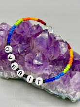 Load image into Gallery viewer, Rainbow Pride beaded bracelet OVER IT Metal wire with hook-eye clasp.