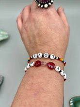 Load image into Gallery viewer, Rainbow Striped Glass Beaded Necklace, Bright Multicolor Beaded Jewelry, LGBTQ Pride Jewelry