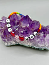 Load image into Gallery viewer, Rainbow Striped Glass Beaded Necklace, Bright Multicolor Beaded Jewelry, LGBTQ Pride Jewelry