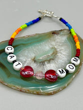 Load image into Gallery viewer, Rainbow Striped Glass Beaded Necklace, Bright Multicolor Beaded Jewelry, LGBTQ Pride Jewelry