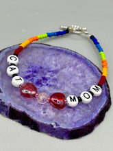 Load image into Gallery viewer, Rainbow Striped Glass Beaded Necklace, Bright Multicolor Beaded Jewelry, LGBTQ Pride Jewelry