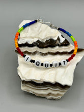 Load image into Gallery viewer, Rainbow Pride beaded bracelet I QUIT Metal wire with hook-eye clasp.