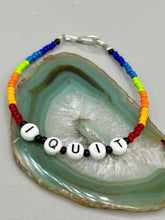 Load image into Gallery viewer, Rainbow Pride beaded bracelet I QUIT Metal wire with hook-eye clasp.