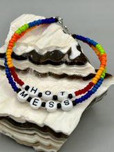 Load image into Gallery viewer, Rainbow Pride beaded bracelet HOT MESS Metal wire with hook-eye clasp.