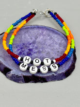 Load image into Gallery viewer, Rainbow Pride beaded bracelet HOT MESS Metal wire with hook-eye clasp.