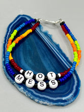 Load image into Gallery viewer, Rainbow Pride beaded bracelet HOT MESS Metal wire with hook-eye clasp.