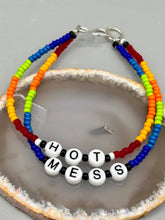 Load image into Gallery viewer, Rainbow Pride beaded bracelet HOT MESS Metal wire with hook-eye clasp.