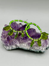 Load image into Gallery viewer, Light green glass leaf beaded earrings are intricately designed, making them ideal for styling in all seasons. Measurements: Earrings: 2 1/4" length