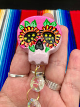 Load image into Gallery viewer, Nature Inspired Day of the Dead Mini Skull Suncatcher, Nature Inspired Skull Clay Art Home Decor