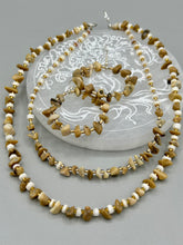 Load image into Gallery viewer, Natural Bamboo Stone Chips And Glass Beaded Necklace, Hippie Vibe, Shabby Chic, Boho Chic, Nature Inspired, Bohemian