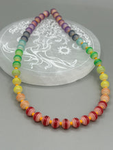 Load image into Gallery viewer, Rainbow Striped Glass Beaded Necklace, Bright Multicolor Beaded Jewelry, LGBTQ Pride Jewelry
