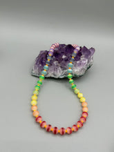 Load image into Gallery viewer, Rainbow Striped Glass Beaded Necklace, Bright Multicolor Beaded Jewelry, LGBTQ Pride Jewelry