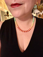 Load image into Gallery viewer, Rainbow Striped Glass Beaded Necklace, Bright Multicolor Beaded Jewelry, LGBTQ Pride Jewelry