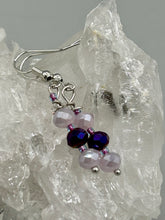 Load image into Gallery viewer, Dainty Dusty Rose And Dark Purple Glass Beaded Earrings, Shabby Chic, Boho Chic, Nature Inspired