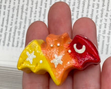 Load image into Gallery viewer, Starry Night Mini Bat Clay Art Magnet, Pastel Goth Art Work
