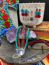 Load image into Gallery viewer, Southwest Inspired Colors Large Chunky Wide Bracelet, Bohemian Gypsy Style Jewelry, Hippie Nature Lover, Boho Shabby Chic, Mexican Colors