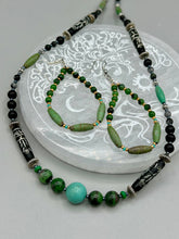 Load image into Gallery viewer, Necklace and forest green magnesite earrings set