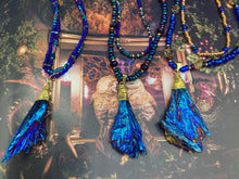 Load image into Gallery viewer, Deep Royal Blue Kyanite Natural Wired Stone Beaded Choker Style Necklace, Boho Shabby Chic, Hippie Gem Stone Pendant, Self Love Jewelry