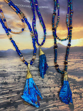 Load image into Gallery viewer, Deep Royal Blue Kyanite Natural Wired Stone Beaded Choker Style Necklace, Boho Shabby Chic, Hippie Gem Stone Pendant, Self Love Jewelry