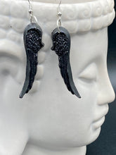 Load image into Gallery viewer, Dark Goth Blue Crystal Pendant And Black Glass Beaded Necklace, Witchy Jewelry