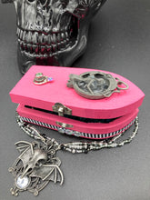 Load image into Gallery viewer, Lady Death And Grim Reaper Wood Coffin Ring Box, Mini Witchy Vibes Pink Decorative Box, Spooky Glam And Ghoul Home Decoration, Death Morbid