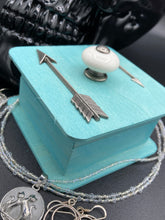 Load image into Gallery viewer, Survived 2020 Keepsake Box, Silver Arrows Wood Keepsake Box, Steampunk Inspired Metal Clock Gears Small Trinket Box